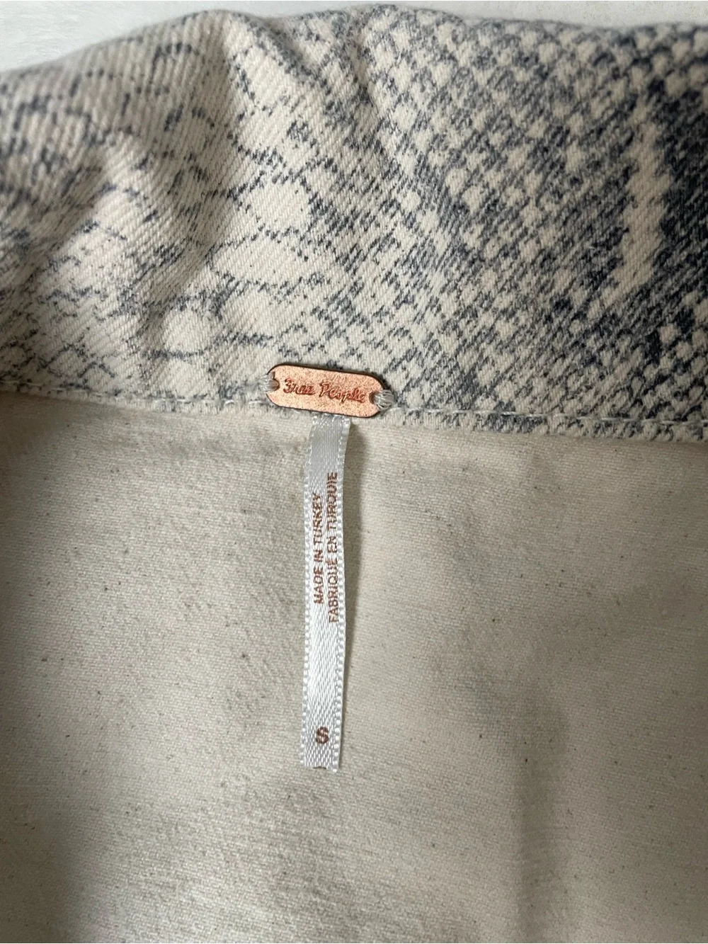 Free People Neutral Snake-Print Denim Jacket - Picture 4 of 11